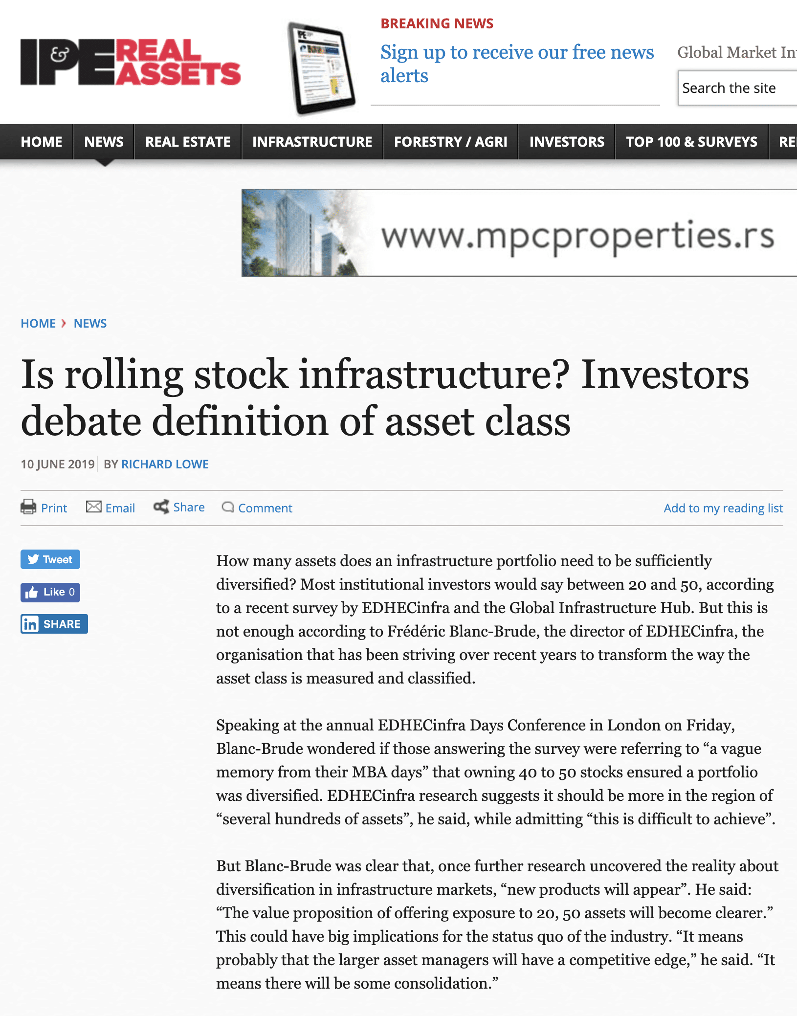 IP&E Real Assets: Is rolling stock infrastructure?
