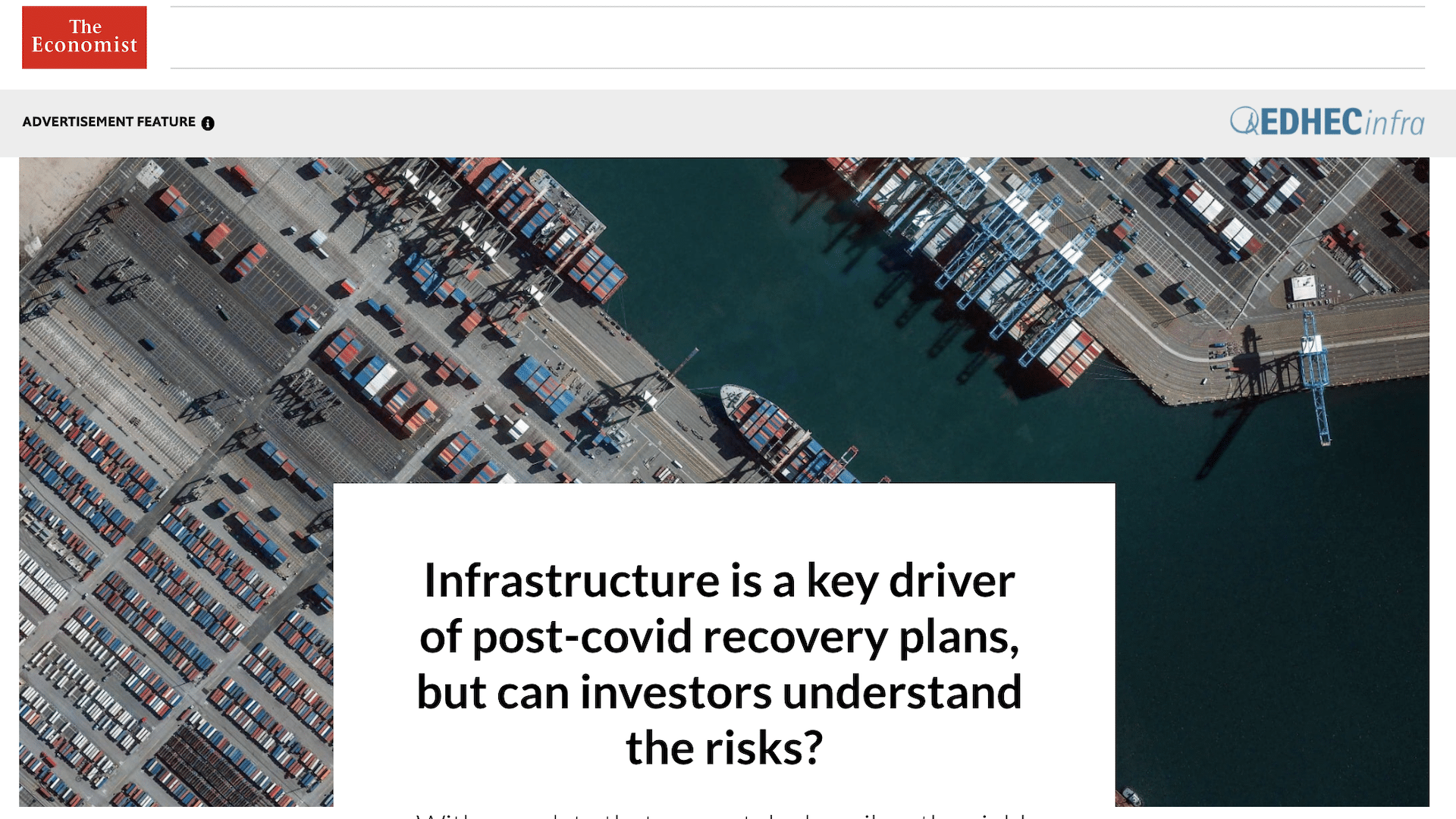 The Economist: Infrastructure is a key driver of post-Covid recovery plans…